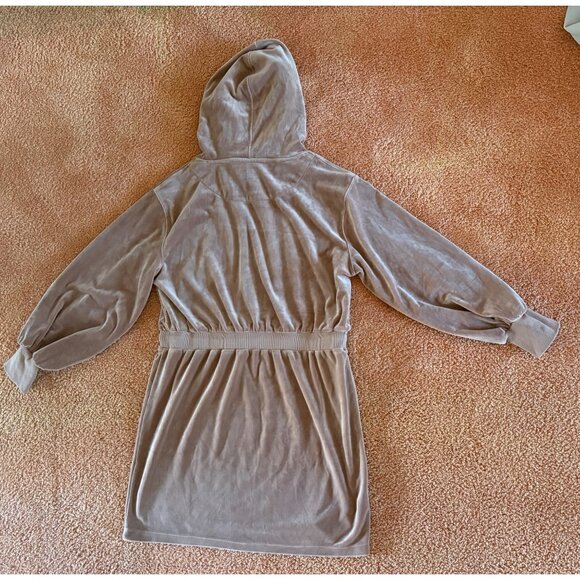 Like New Calvin Klein Velour Hooded Sweatshirt Mini Dress Brown L - Picture 4 of 12